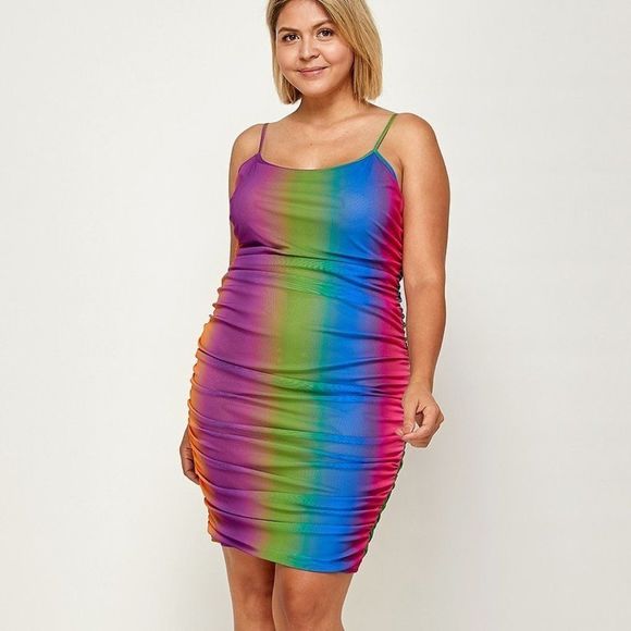 Plus Size Rainbow Print Cami Dress - Picture 1 of 5